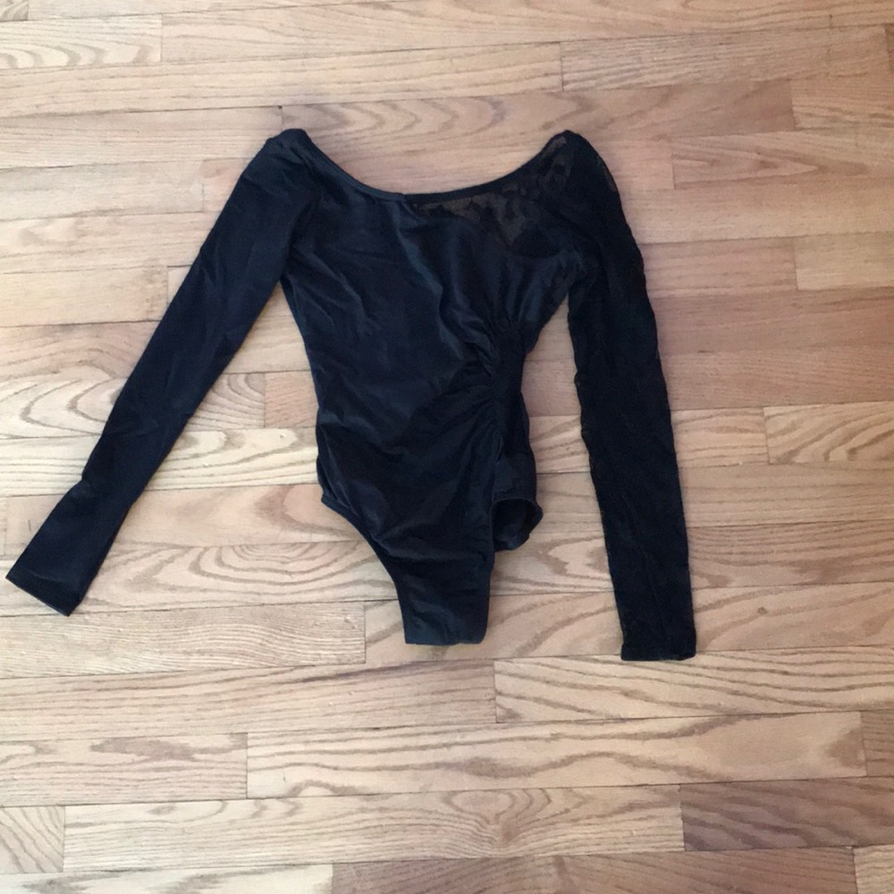 Black mesh leotard/bodysuit